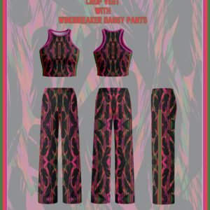 Women's High-Neck Crop Vest & Oversized Baggy Pants – Athleisure Streetwear Set